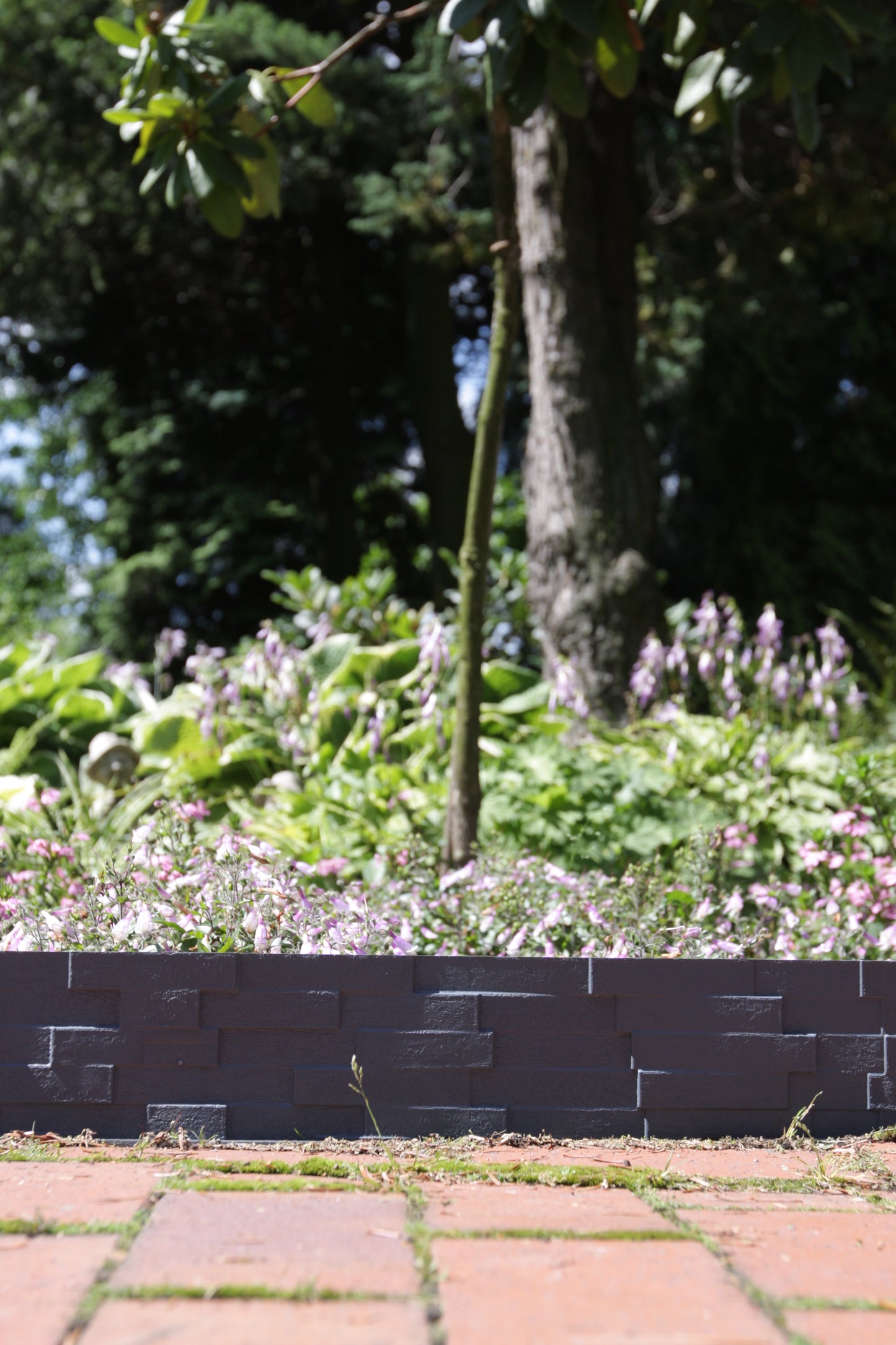 Lawn Edging, Plastic Palisade Slate Effect, 2.38m, Gray