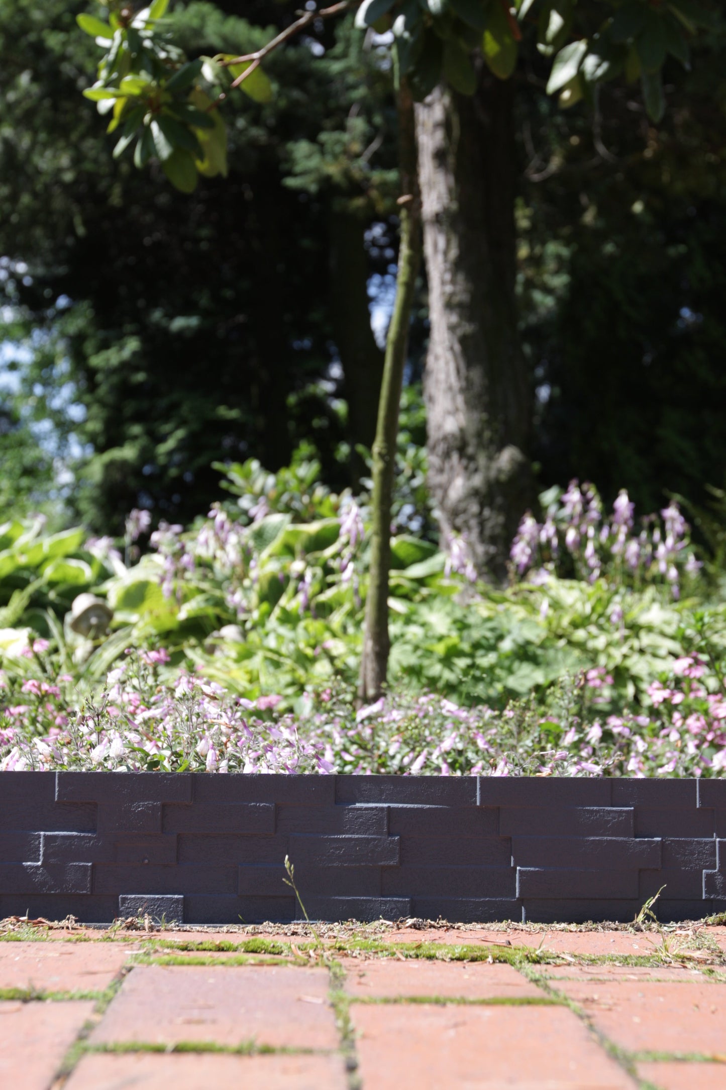 Lawn Edging, Plastic Palisade Slate Effect, 2.38m, Brown
