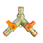 3 Way Male Snap-On Connector Brass + Valves
