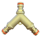 3 Way Male Snap-On Connector Brass + Valves