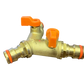 3 Way Male Snap-On Connector Brass + Valves