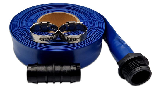 X001SB2RSV x38, Ultimate Layflat Discharge Hose Pipe Set - 10m x 25mm Diameter, Complete with 2 Clips, Joiner Coupler, and Pond Connector for use with Submersible & Other Water Pumps. Set by MYPURECORE