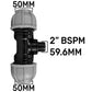 IBC 2” S60X6 Cap with 50mm MDPE Tee