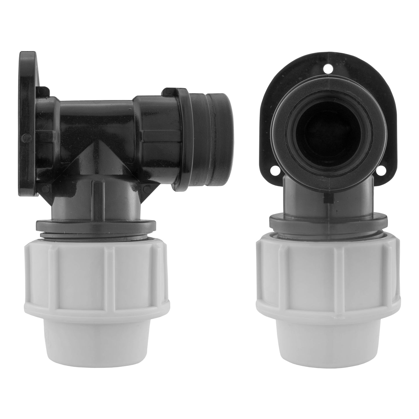 Wall Flange Kit 25mm MDPE + In-Line Valve + 20mm Barb