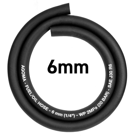 Rubber 6mm Braided Fuel, Oil Hose SAE J30 R6