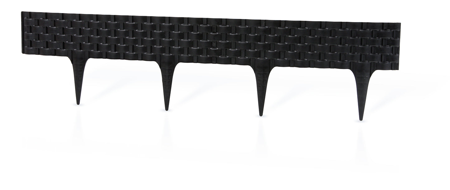 Lawn Edging, Plastic Palisade Rattan Effect, 2.4m, Black