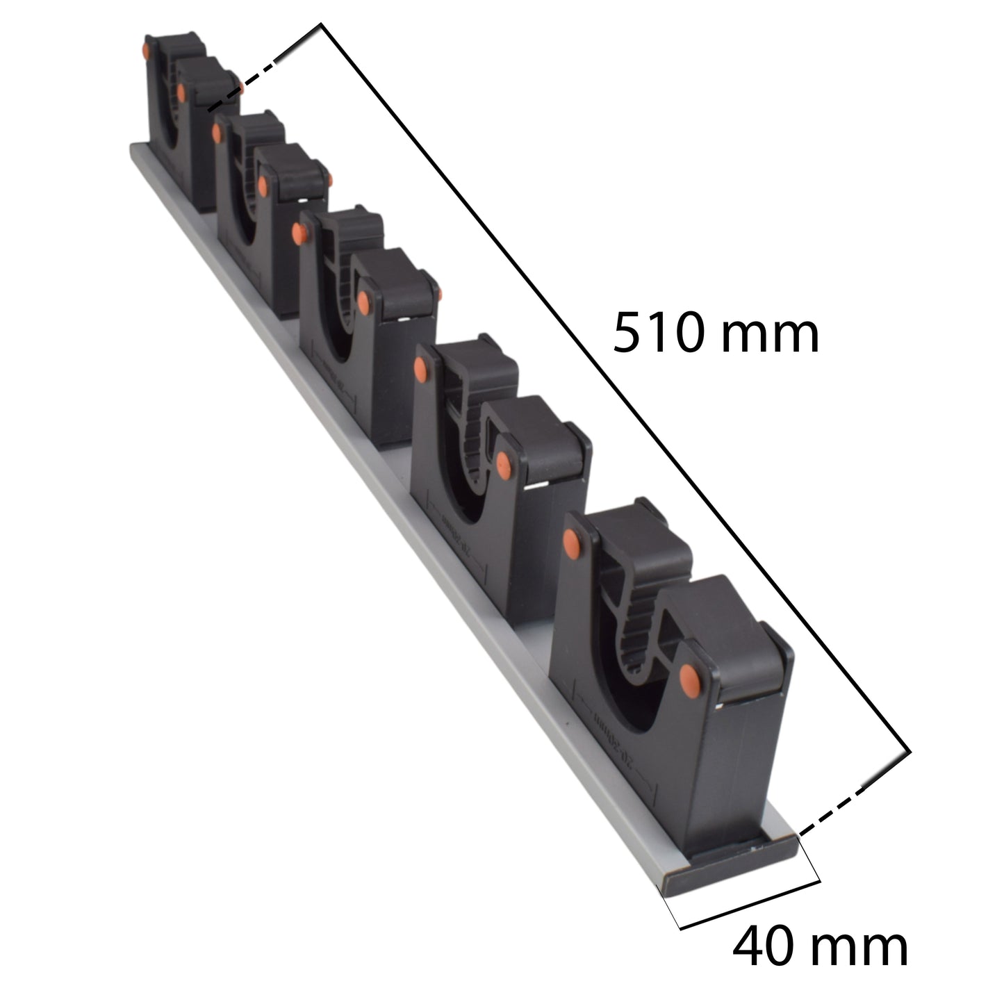 Wall Mount Tool Holder Rail – Gripper Design (5 Handles)