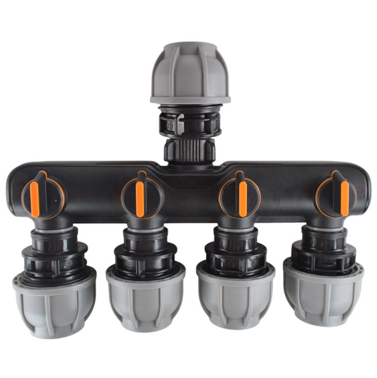 32mm MDPE 4-Way Manifold Straight Inlet/Outlets