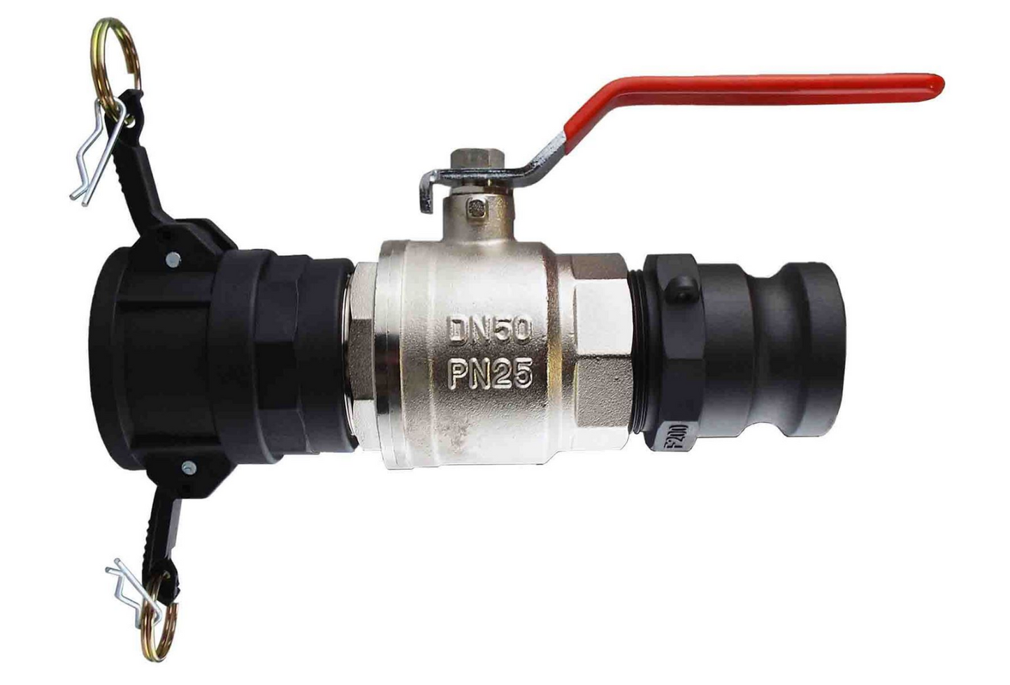 Ball Valve Lever 1.5" BSPM-F with Camlock Type D and F Connectors Kit