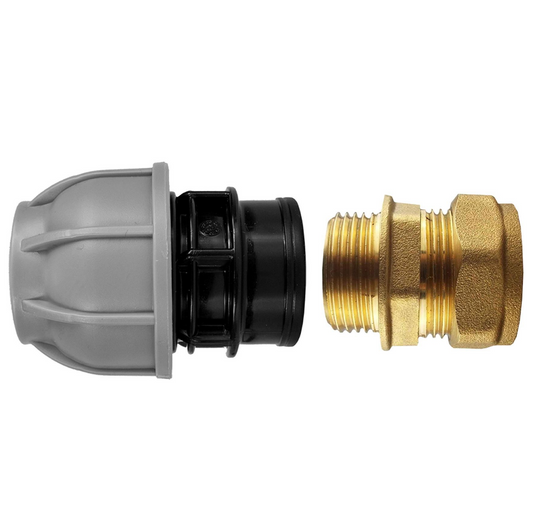 Brass Compression 28mm Straight with 32mm MDPE Straight