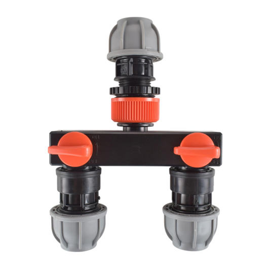 Tap Splitter with Valves and 20mm MDPE Straight Inlet/Outlet Kit