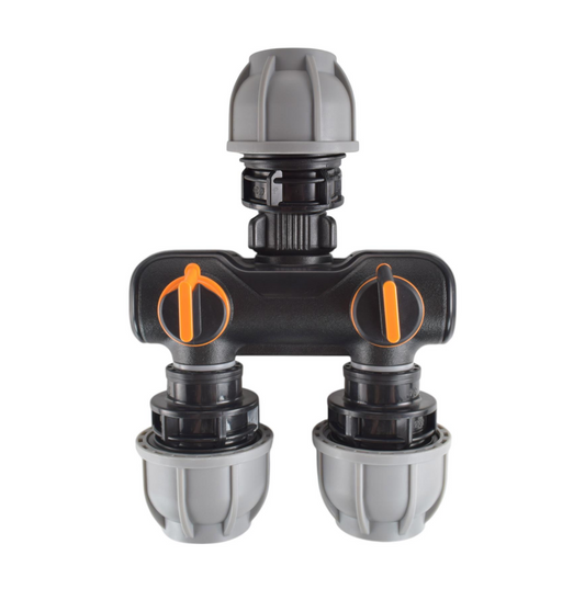 Two Way Splitter with 25mm MDPE Straight Inlet and Outlet