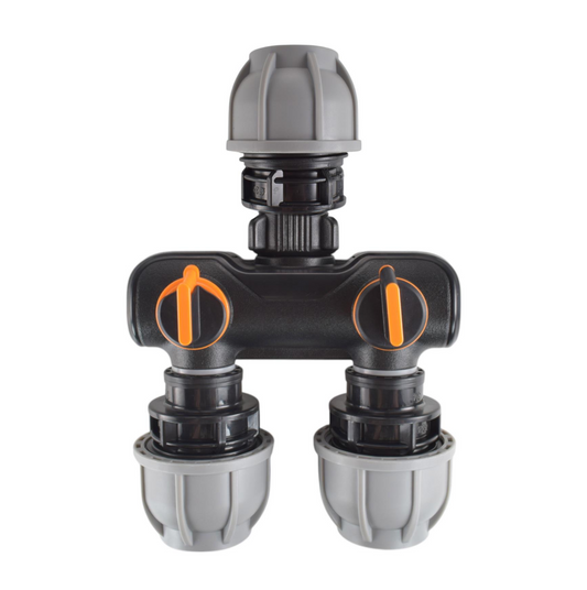 Two Way Splitter with 32mm MDPE Straight Inlet and Outlet