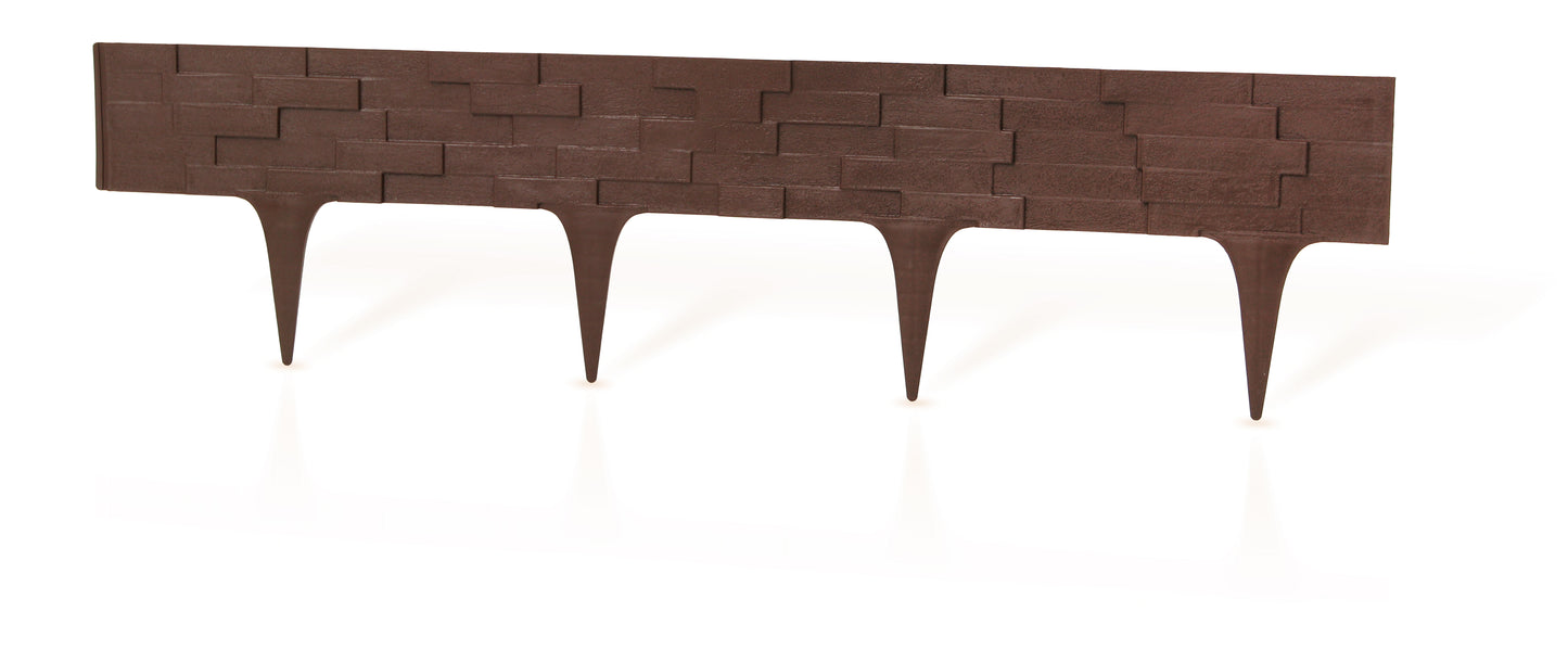 Lawn Edging, Plastic Palisade Slate Effect, 2.38m, Brown