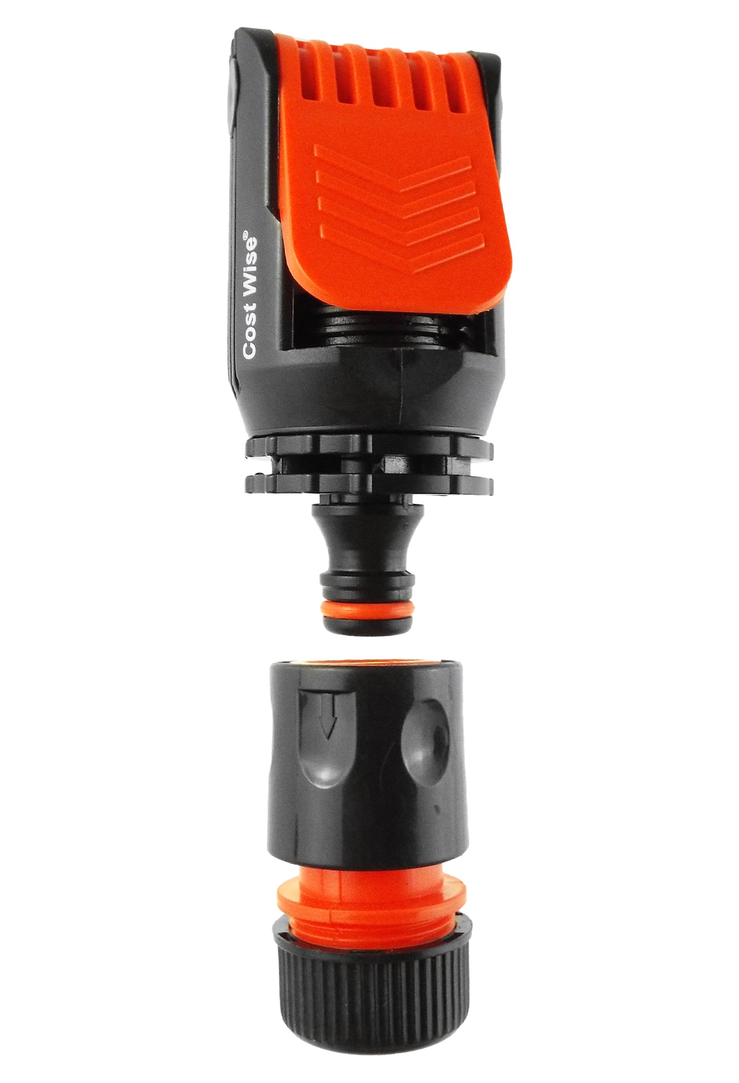 X0023I9Y07  X 50, Kitchen Tap Adaptor Cost Wise – 1 unit, Female Hose Connector, 1/2" or 5/8" Hose, Black/Orange – 1 unit