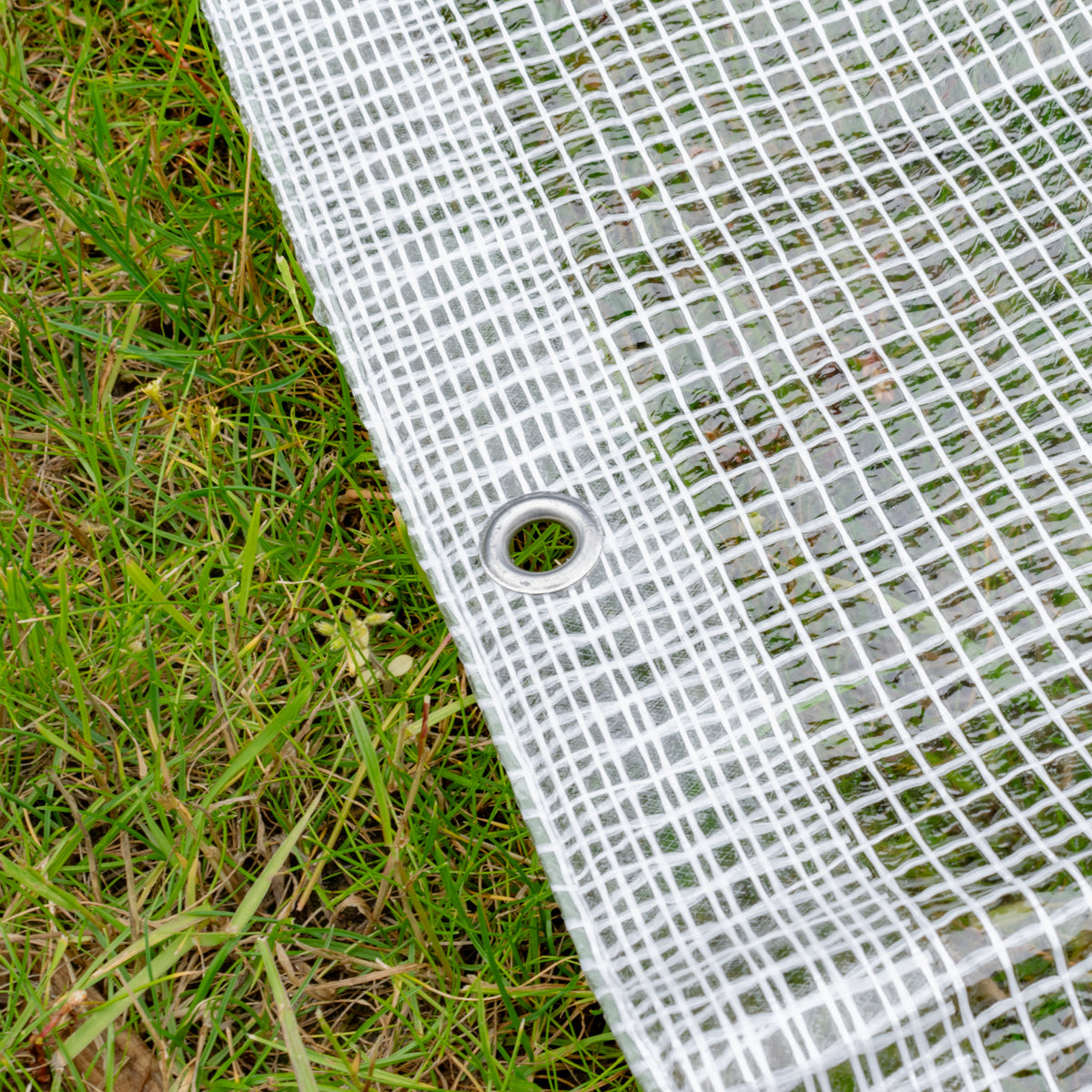 Tarpaulin 100GSM Clear with 10 x Clip-On Eyelets Black