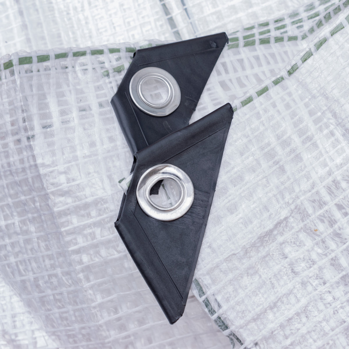Tarpaulin 100GSM Clear with 10 x Clip-On Eyelets Black