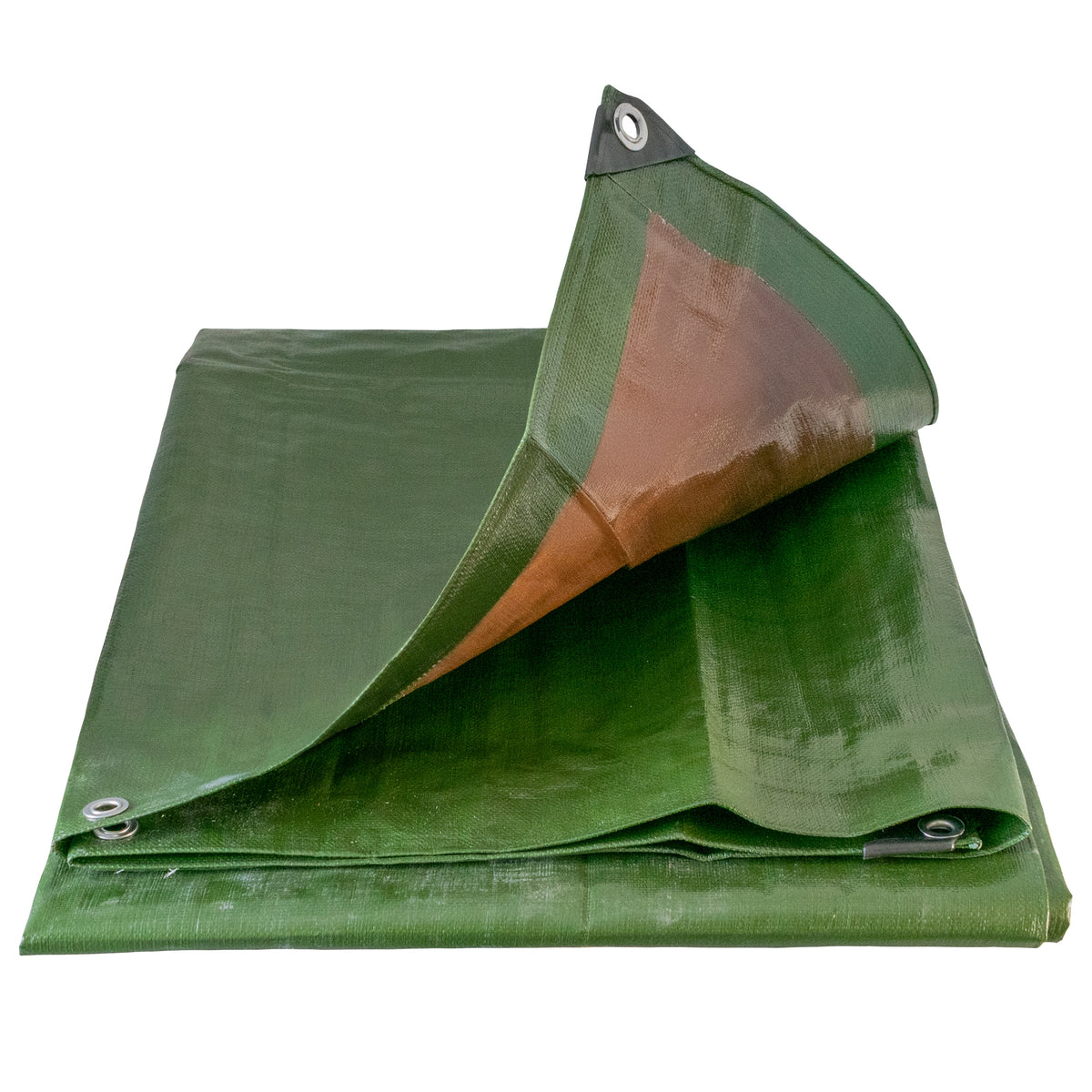 Tarpaulin 200GSM Green/Brown with 10 x Clip-On Eyelets Black