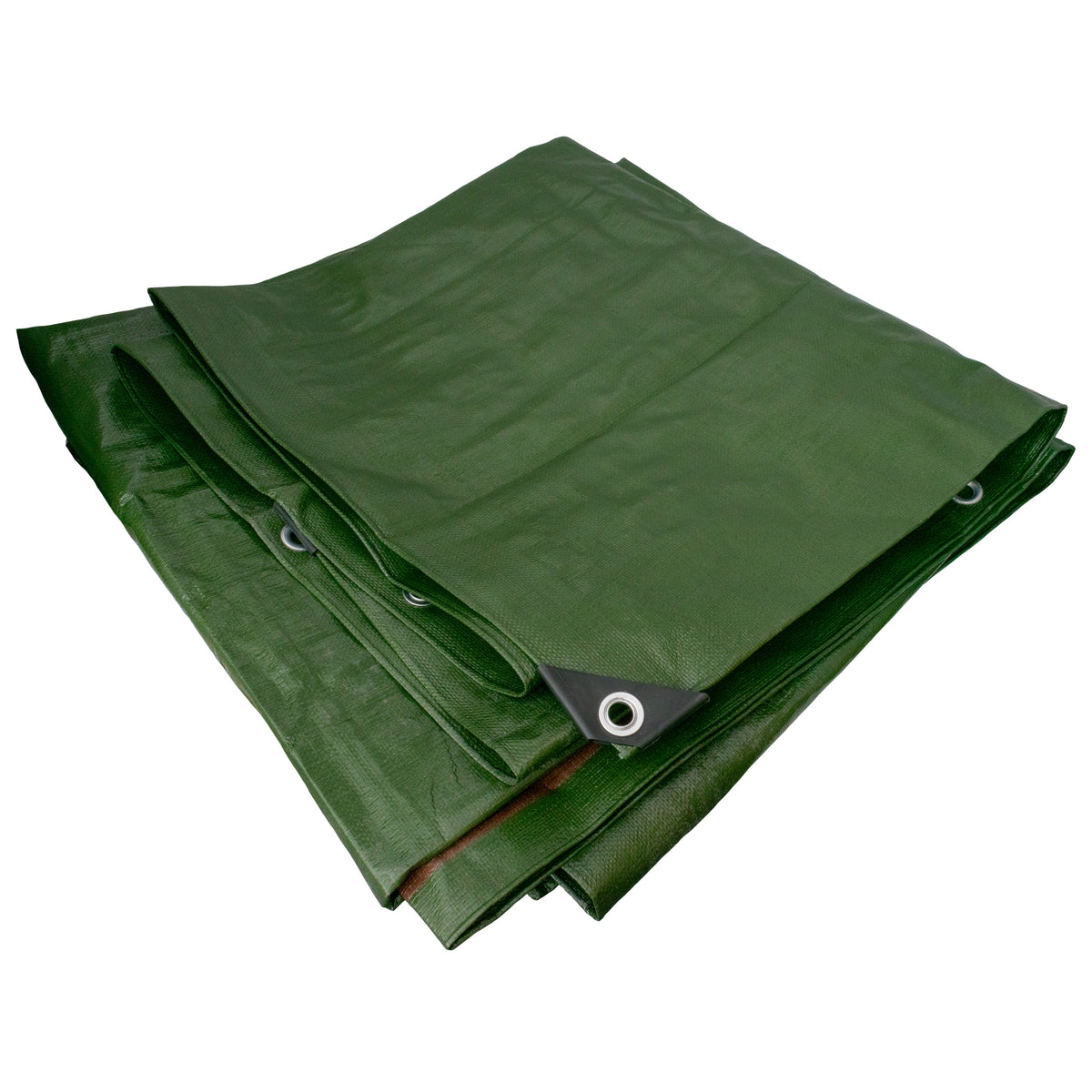 Tarpaulin 200GSM Green/Brown with 10 x Clip-On Eyelets Black
