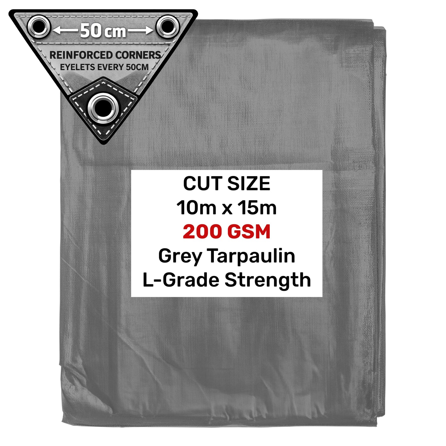 Grey L-Grade Tarpaulin 10m x 15m