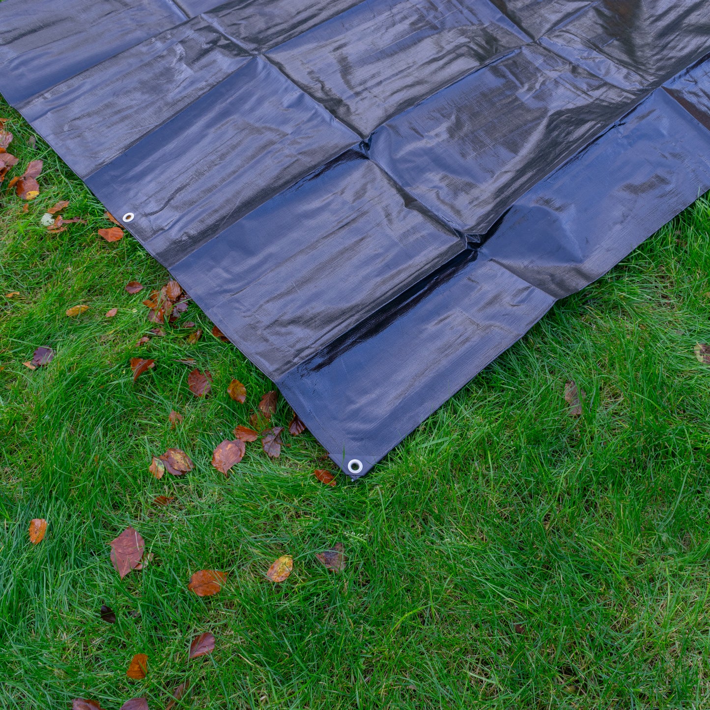 Black/Silver L-Grade Tarpaulin with 10 x 6" Bungee Balls (Black)