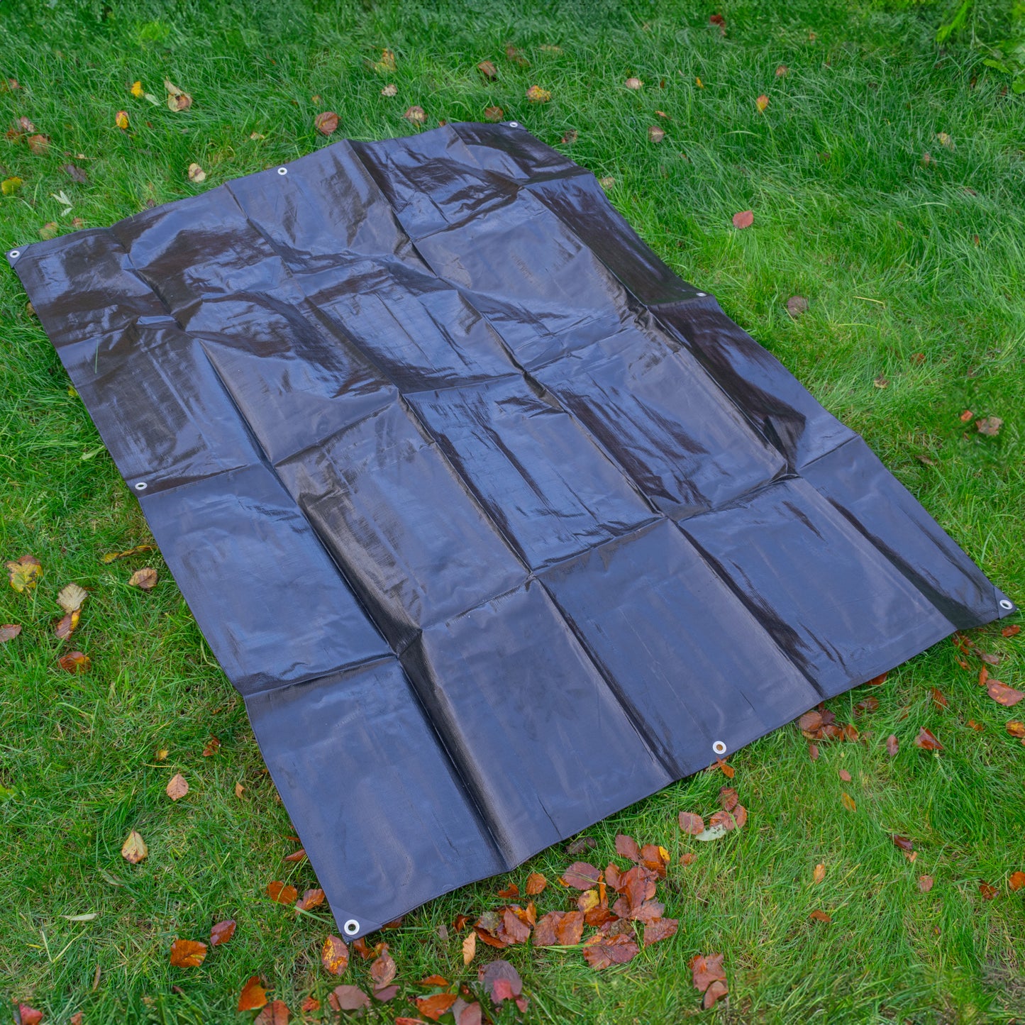 Black/Silver L-Grade Tarpaulin with 10 x 6" Bungee Balls (Black)