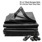 Black/Silver L-Grade Tarpaulin with 10 x 6" Bungee Balls (Black) and 10 x Screw Type Tarp Clips