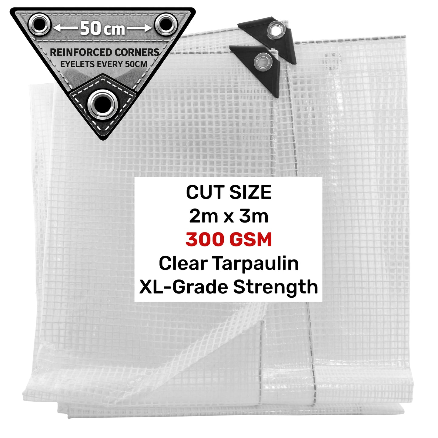 Clear XL-Grade Tarpaulin 2m x 3m