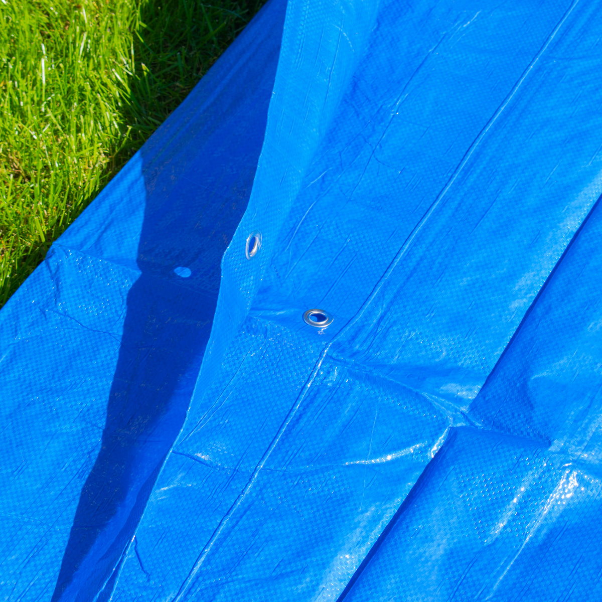 Tarpaulin 50GSM Blue with 10 x Clip-On Eyelets Black