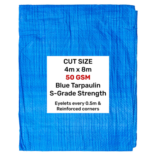 Blue S-Grade Tarpaulin 4m x 8m