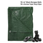 Green S-Grade Tarpaulin with 10 x 6" Bungee Balls (Black) and 10 x Screw Type Tarp Clips