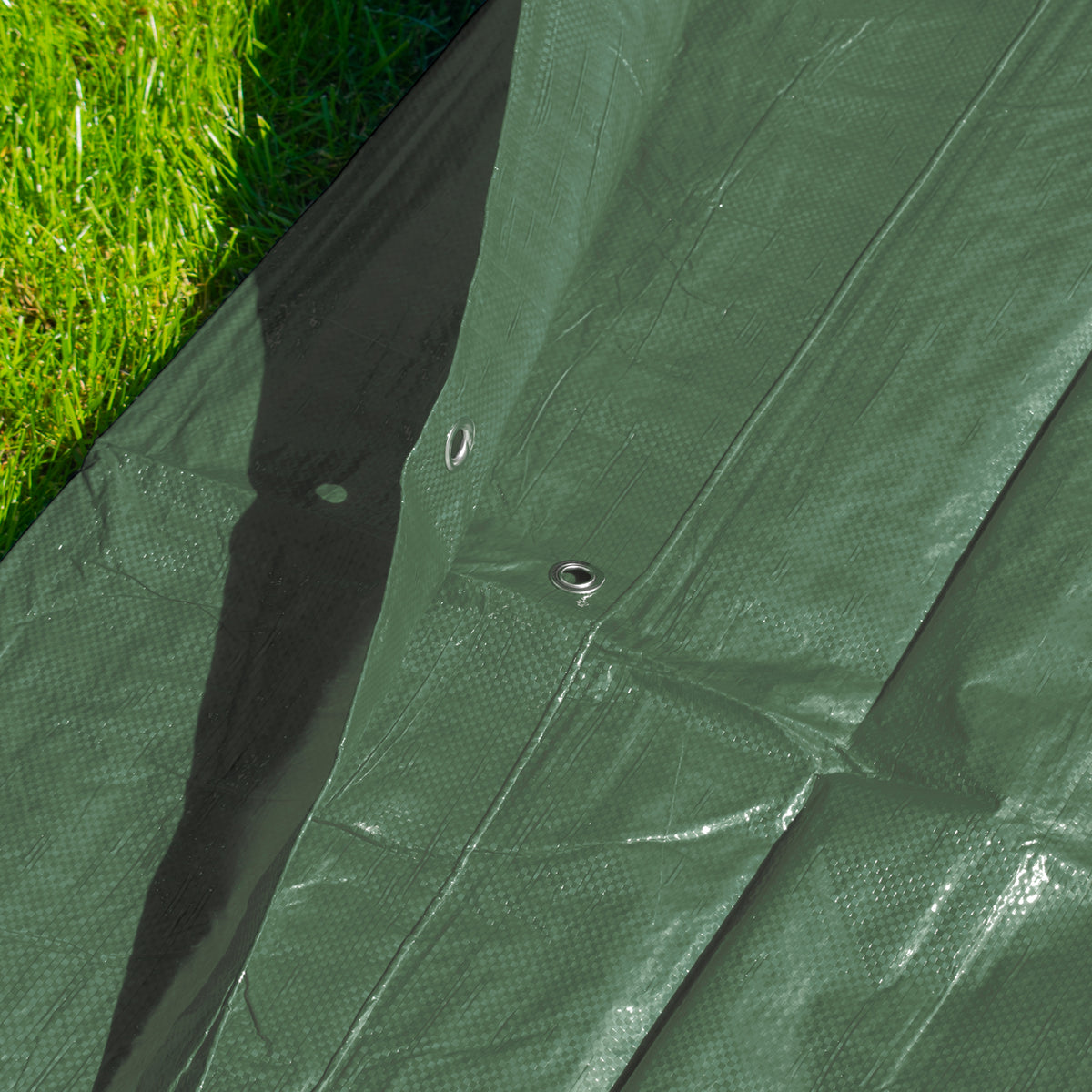 Tarpaulin 90GSM Green with 10 x Clip-On Eyelets Black