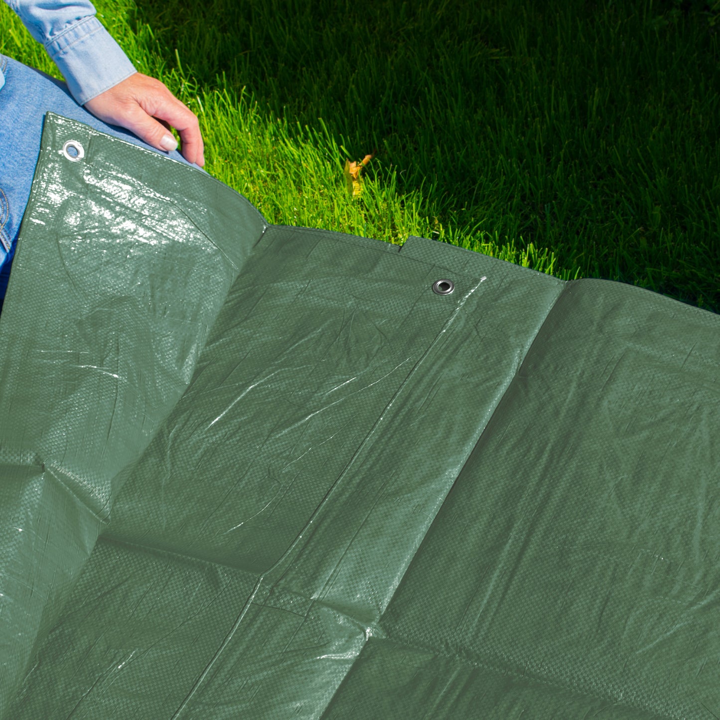 Green M-Grade Tarpaulin 1m x 1m