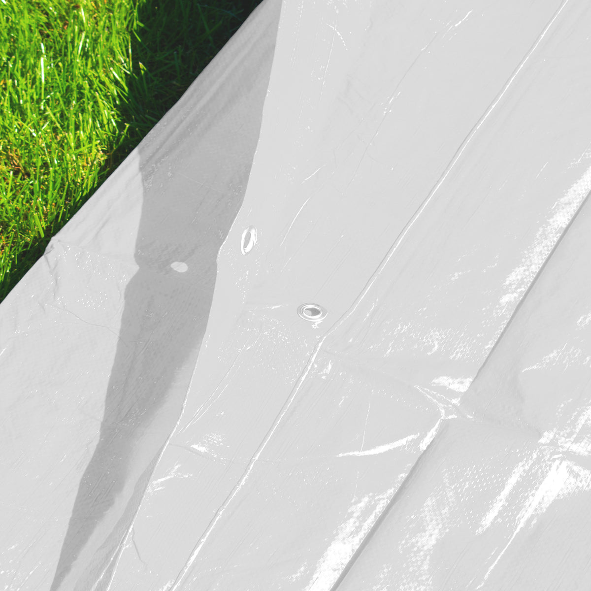 Tarpaulin 90GSM White with 10 x Clip-On Eyelets Black
