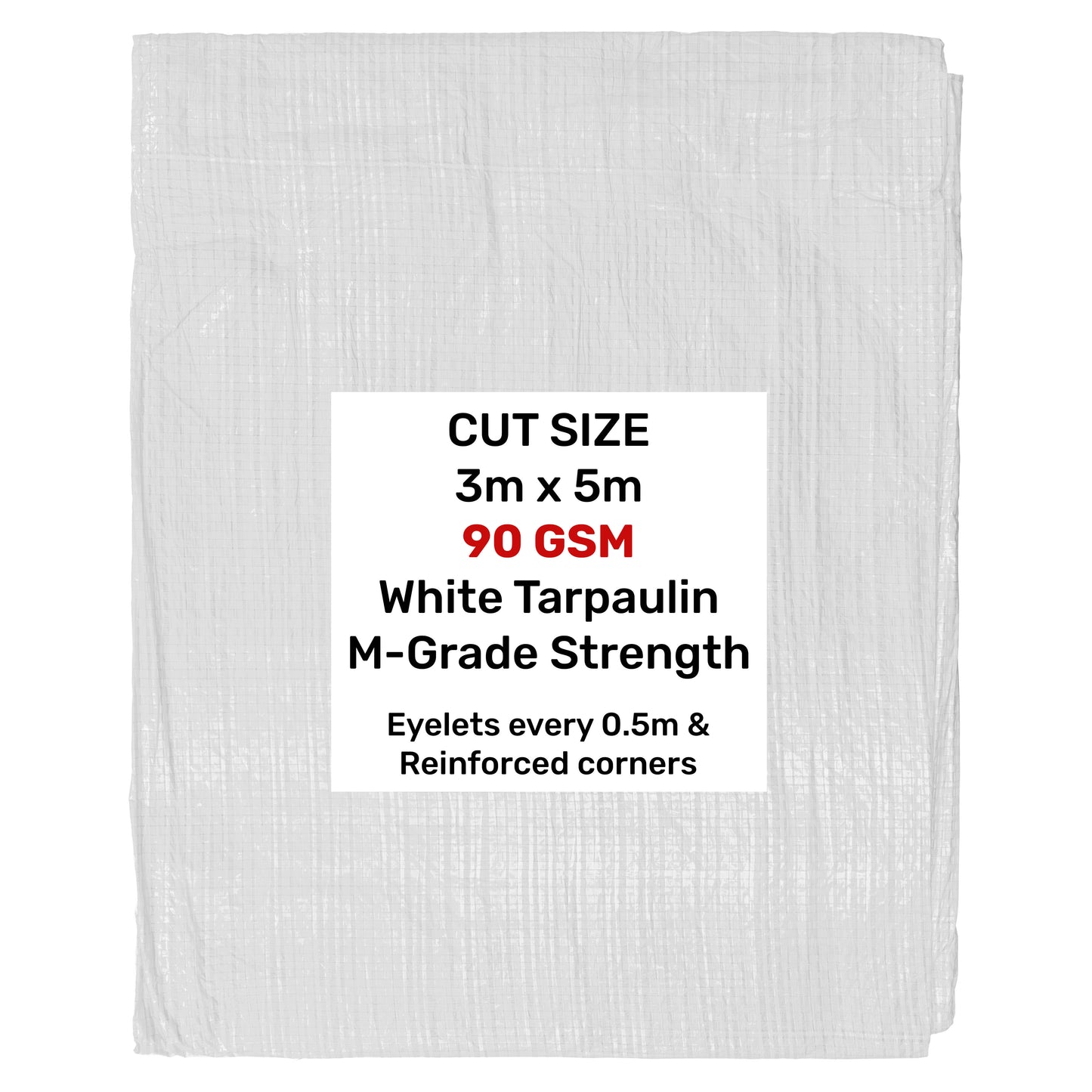 White M-Grade Tarpaulin 3m x 5m