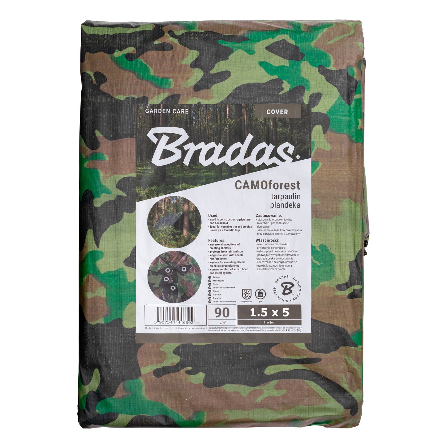 Camouflage M-Grade Tarpaulin 1.5m x 5m BRADAS