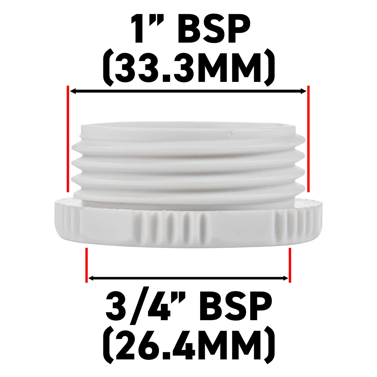 Female Tap Connector 1" or 3/4" BSP Female, Gray/White