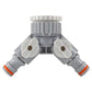 2-Way Tap Connector With Valves 1" or 3/4" BSP Female, Gray/White