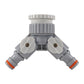 2-Way Tap Connector With Valves 1" or 3/4" BSP Female, Gray/White