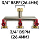 Three Way Tap Splitter Brass 3/4" BSP with Geka Type Outlets