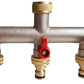 Three Way Tap Splitter Brass 3/4" BSP with Quick Connect and Hose Fittings