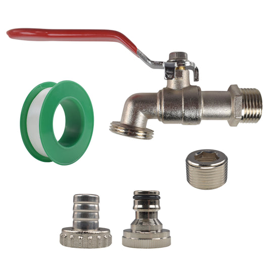 Lever Tap Kit with Barb/Quick Connect Outlet, ½” and ¾” BSP Thread Inlet