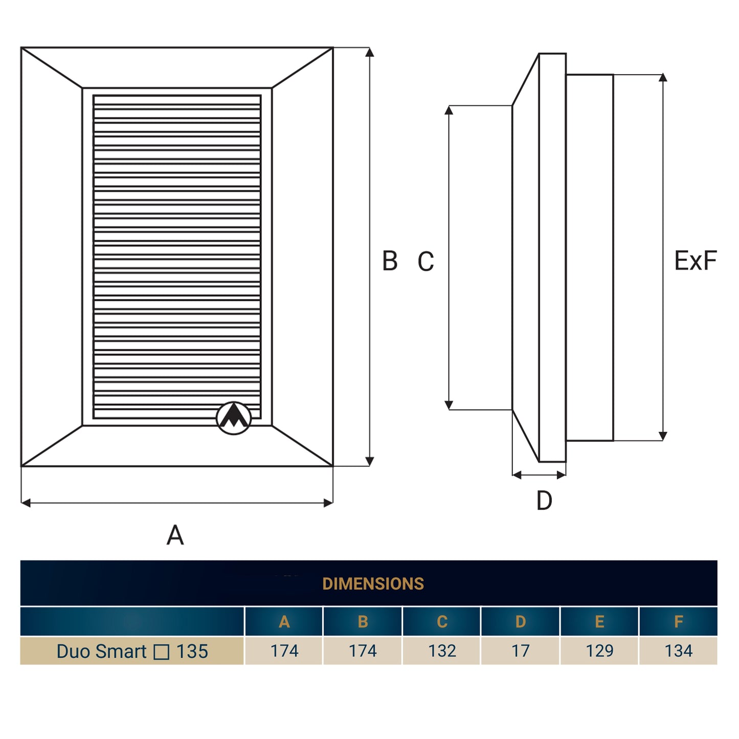 Louvre Vent White Duo Smart 135G 135mm With Fly Mesh