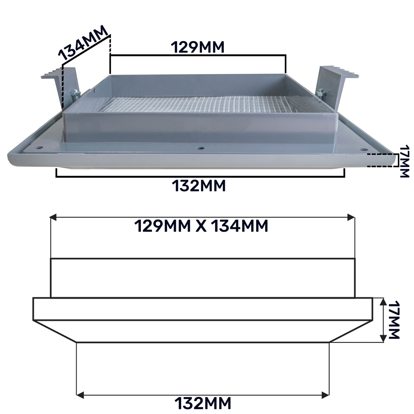 Louvre Vent Graphite Duo Smart 135G 135mm With Fly Mesh