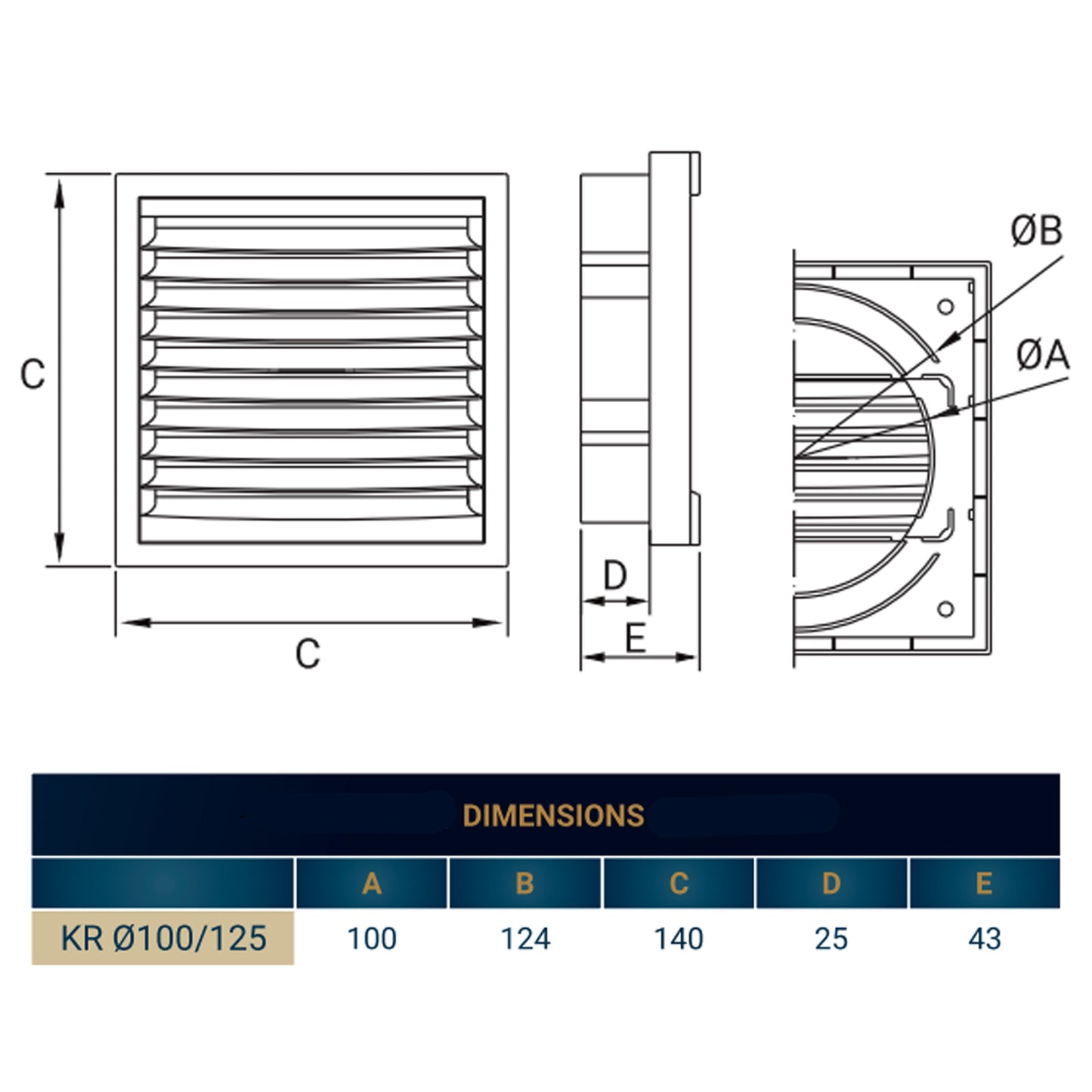 Louvre Vent KR100/125