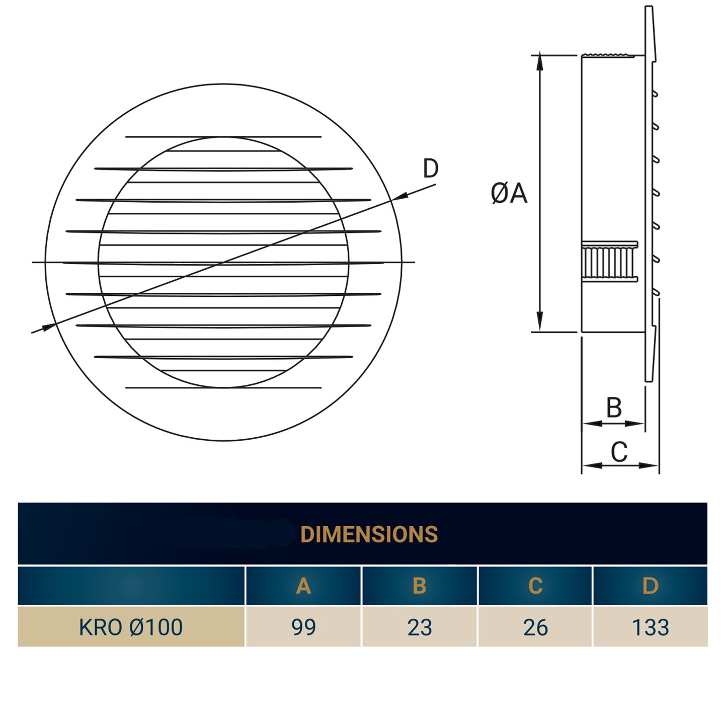 Louvre Vent KRO 100 With Fly Mesh