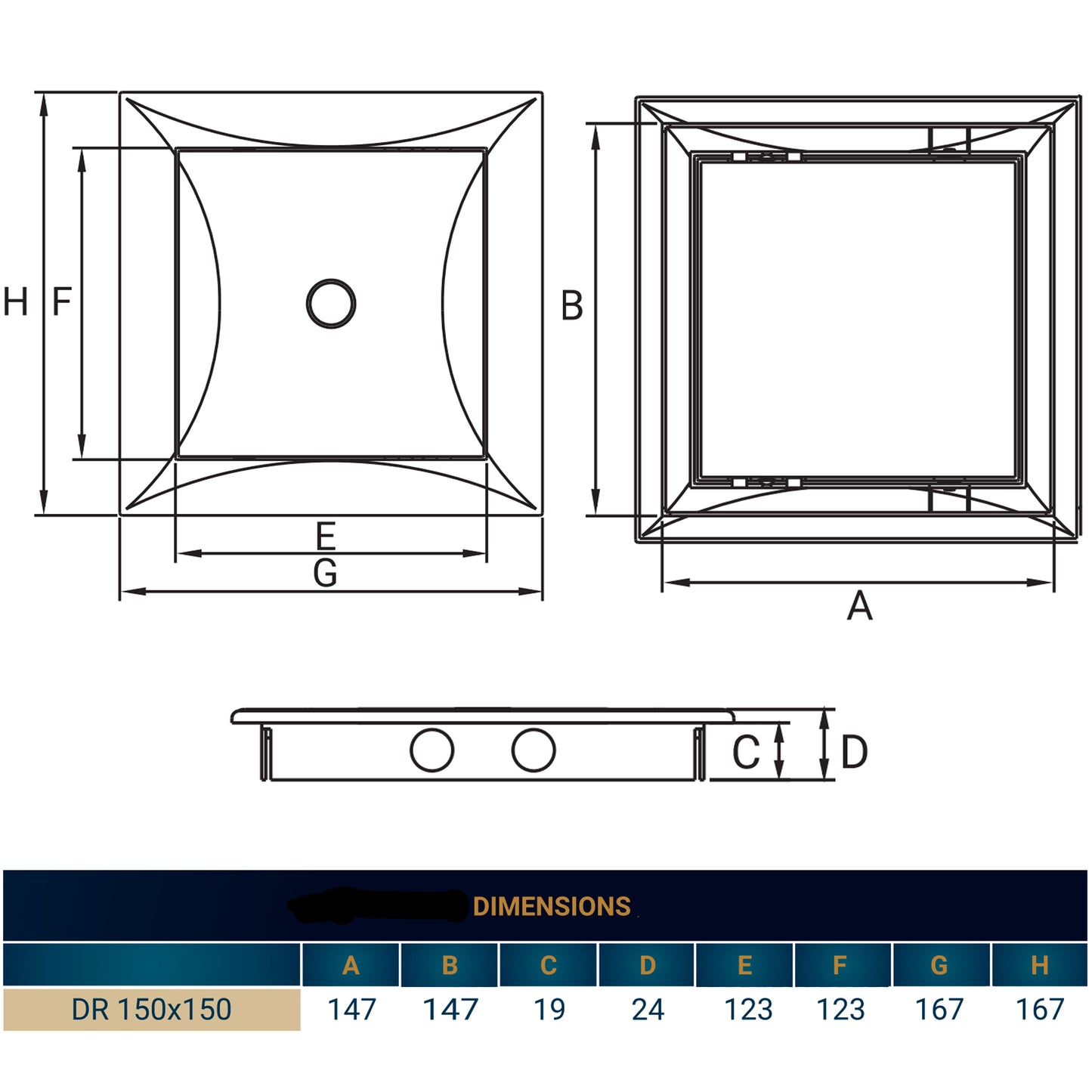 Access Panel Door PP, White 150mm x 150mm
