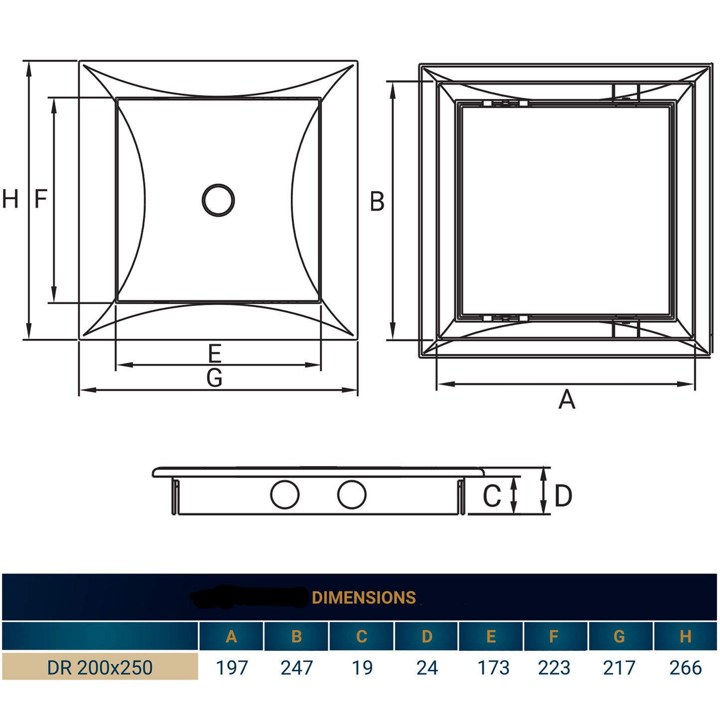 Access Panel Door PP, White 200mm x 250mm