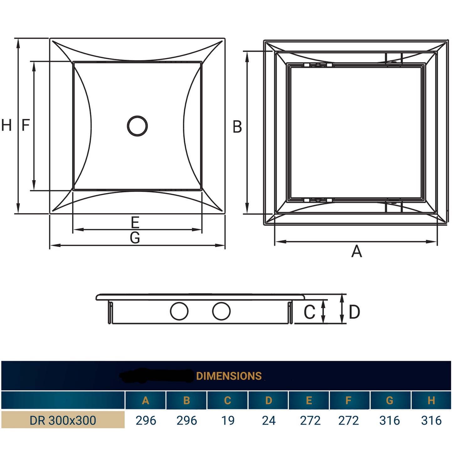 Access Panel Door PP, White 300mm x 300mm