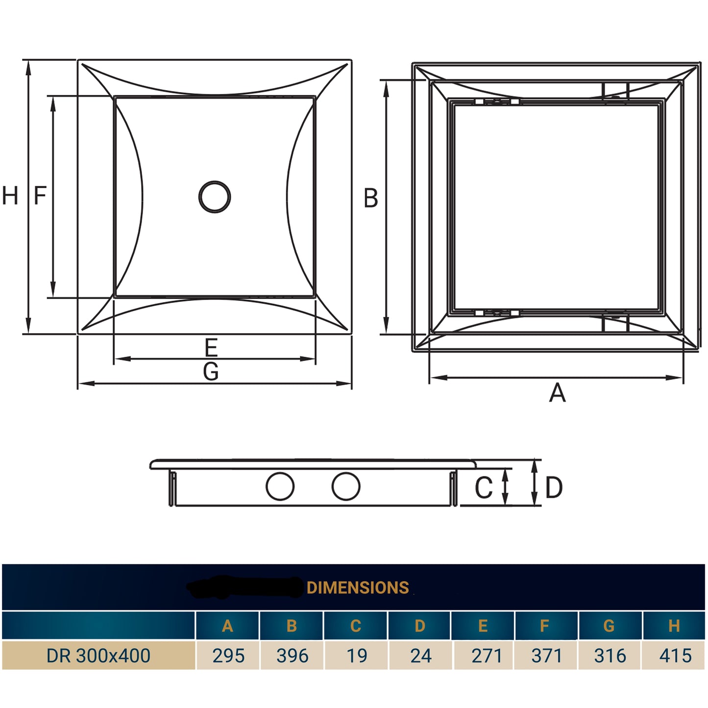Access Panel Door PP, White 300mm x 400mm